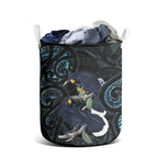 New Zealand Huia Bird Laundry Basket Paua Shell Maori Pattern