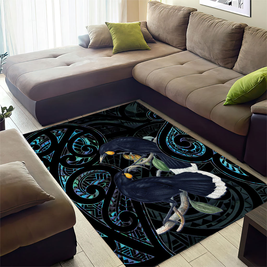 New Zealand Huia Bird Area Rug Paua Shell Maori Pattern