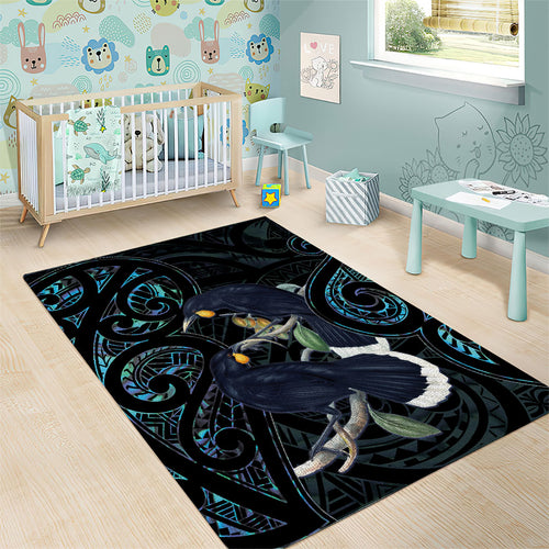 New Zealand Huia Bird Area Rug Paua Shell Maori Pattern