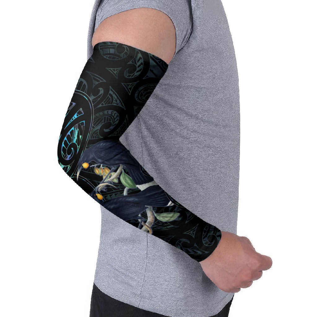 New Zealand Huia Bird Arm Sleeves Paua Shell Maori Pattern