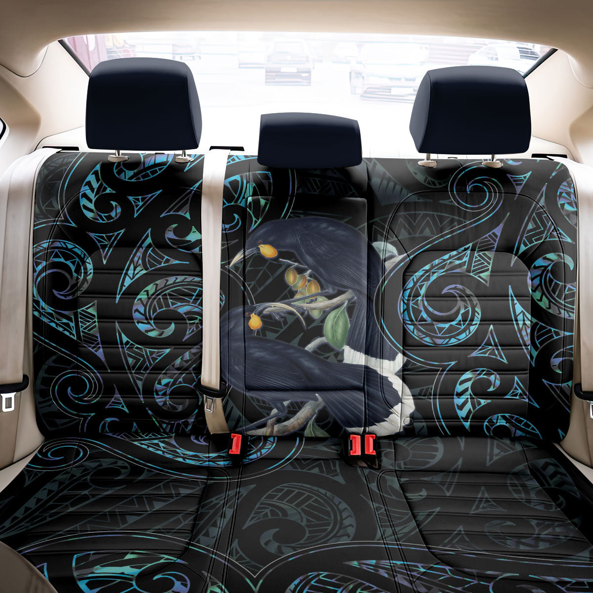 New Zealand Huia Bird Back Car Seat Cover Paua Shell Maori Pattern