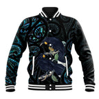 New Zealand Huia Bird Baseball Jacket Paua Shell Maori Pattern