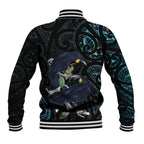 New Zealand Huia Bird Baseball Jacket Paua Shell Maori Pattern