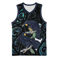New Zealand Huia Bird Basketball Jersey Paua Shell Maori Pattern