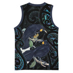 New Zealand Huia Bird Basketball Jersey Paua Shell Maori Pattern