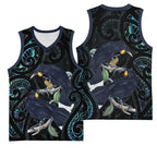 New Zealand Huia Bird Basketball Jersey Paua Shell Maori Pattern