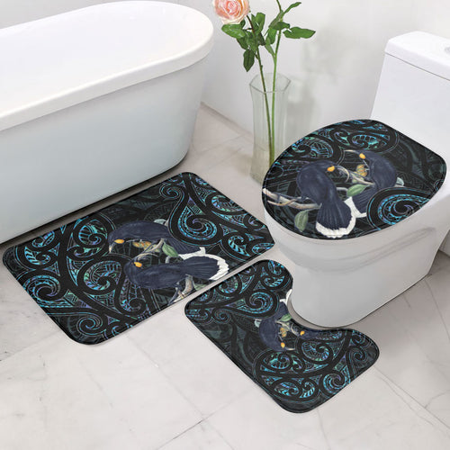 New Zealand Huia Bird Bathroom Set Paua Shell Maori Pattern