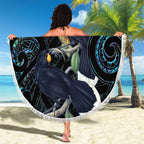 New Zealand Huia Bird Beach Blanket Paua Shell Maori Pattern