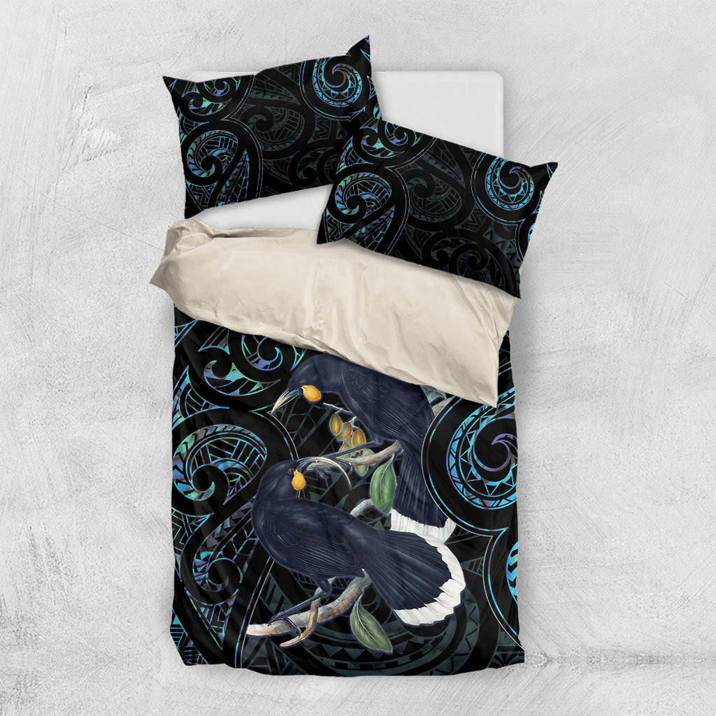 New Zealand Huia Bird Bedding Set Paua Shell Maori Pattern