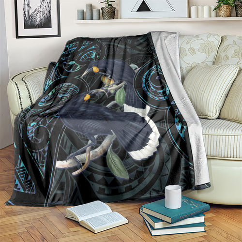 New Zealand Huia Bird Blanket Paua Shell Maori Pattern