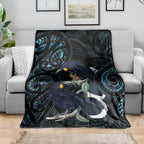 New Zealand Huia Bird Blanket Paua Shell Maori Pattern