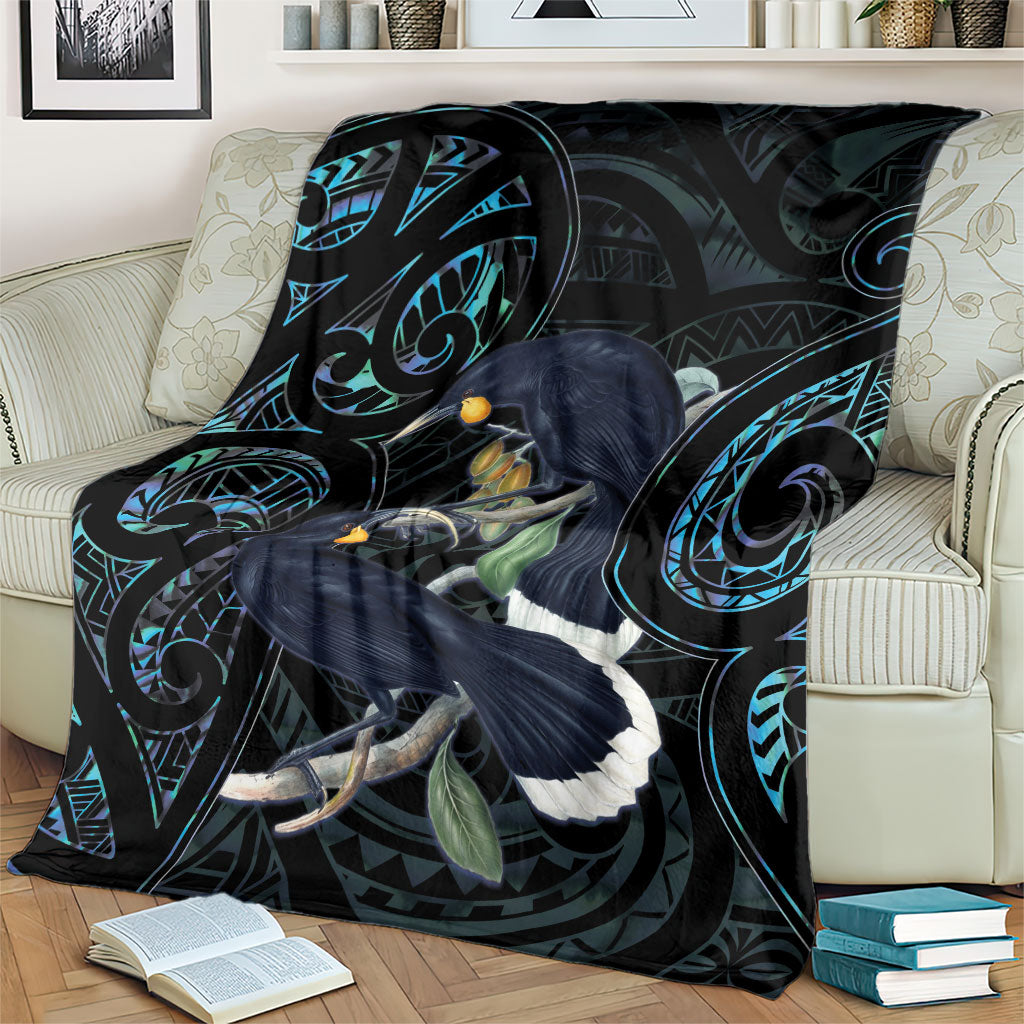 New Zealand Huia Bird Blanket Paua Shell Maori Pattern