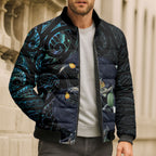 New Zealand Huia Bird Bomber Puffer Jacket Paua Shell Maori Pattern