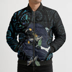 New Zealand Huia Bird Bomber Puffer Jacket Paua Shell Maori Pattern