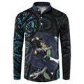 New Zealand Huia Bird Button Sweatshirt Paua Shell Maori Pattern