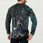 New Zealand Huia Bird Button Sweatshirt Paua Shell Maori Pattern
