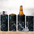New Zealand Huia Bird 4 in 1 Can Cooler Tumbler Paua Shell Maori Pattern