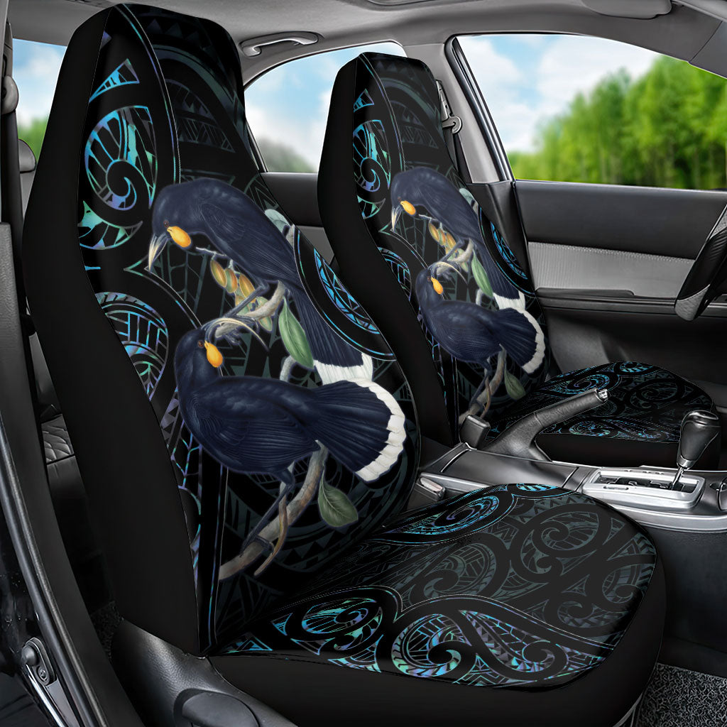 New Zealand Huia Bird Car Seat Cover Paua Shell Maori Pattern
