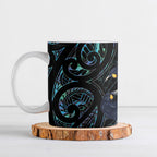 New Zealand Huia Bird Ceramic Mug Paua Shell Maori Pattern