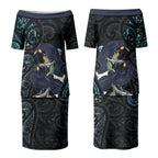 New Zealand Huia Bird Couples Matching Puletasi and Hawaiian Shirt Paua Shell Maori Pattern LT22
