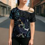 New Zealand Huia Bird Cross Shoulder Shirt Paua Shell Maori Pattern