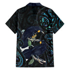 New Zealand Huia Bird Family Matching Puletasi and Hawaiian Shirt Paua Shell Maori Pattern