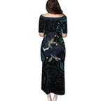 New Zealand Huia Bird Family Matching Puletasi and Hawaiian Shirt Paua Shell Maori Pattern
