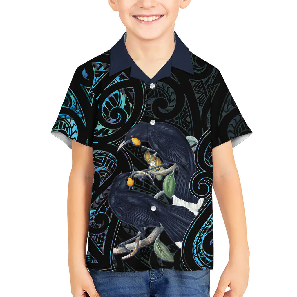 New Zealand Huia Bird Hawaiian Shirt Paua Shell Maori Pattern