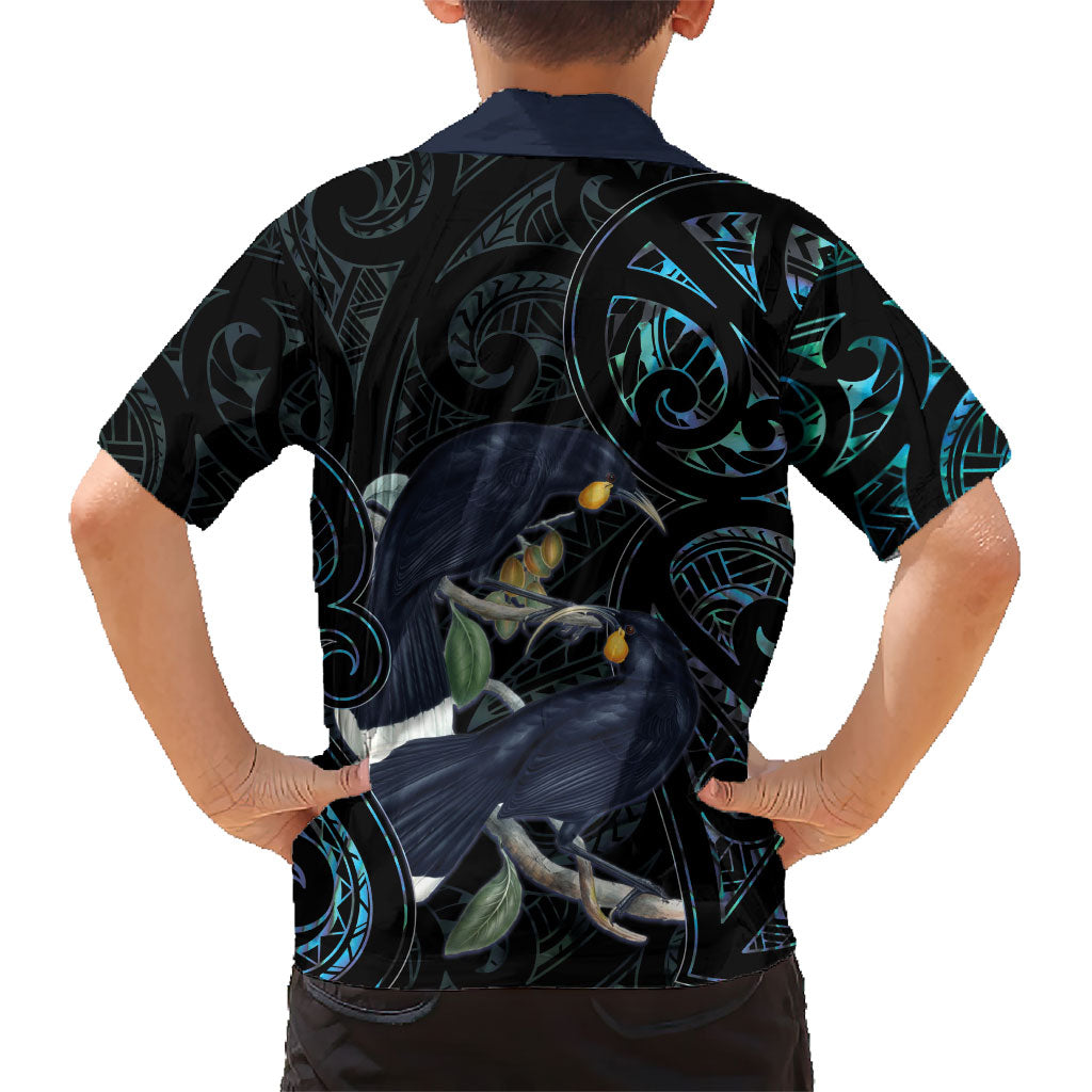 New Zealand Huia Bird Hawaiian Shirt Paua Shell Maori Pattern