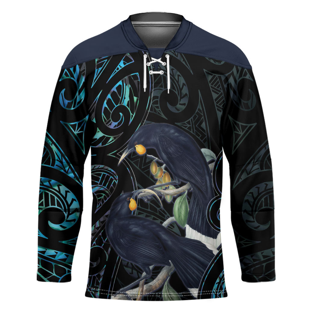 New Zealand Huia Bird Hockey Jersey Paua Shell Maori Pattern