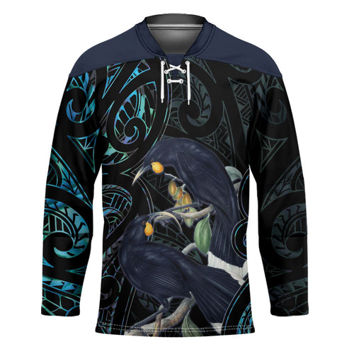 New Zealand Huia Bird Hockey Jersey Paua Shell Maori Pattern