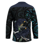 New Zealand Huia Bird Hockey Jersey Paua Shell Maori Pattern