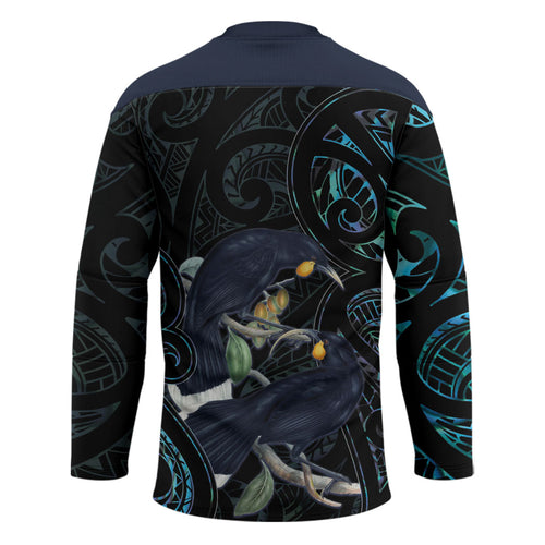 New Zealand Huia Bird Hockey Jersey Paua Shell Maori Pattern