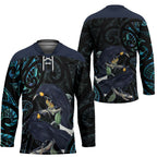 New Zealand Huia Bird Hockey Jersey Paua Shell Maori Pattern