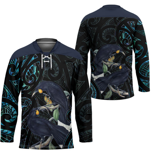 New Zealand Huia Bird Hockey Jersey Paua Shell Maori Pattern