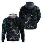 New Zealand Huia Bird Hoodie Paua Shell Maori Pattern