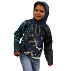 New Zealand Huia Bird Kid Hoodie Paua Shell Maori Pattern
