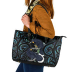 New Zealand Huia Bird Leather Tote Bag Paua Shell Maori Pattern