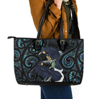 New Zealand Huia Bird Leather Tote Bag Paua Shell Maori Pattern