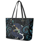 New Zealand Huia Bird Leather Tote Bag Paua Shell Maori Pattern