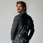 New Zealand Huia Bird Long Sleeve Polo Shirt Paua Shell Maori Pattern