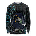 New Zealand Huia Bird Long Sleeve Shirt Paua Shell Maori Pattern