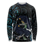 New Zealand Huia Bird Long Sleeve Shirt Paua Shell Maori Pattern