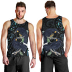 New Zealand Huia Bird Men Tank Top Paua Shell Maori Pattern