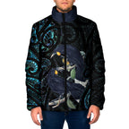 New Zealand Huia Bird Padded Jacket Paua Shell Maori Pattern