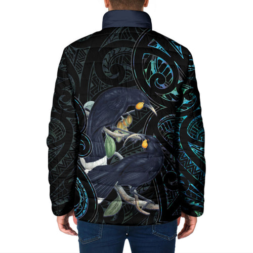 New Zealand Huia Bird Padded Jacket Paua Shell Maori Pattern