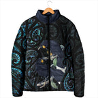 New Zealand Huia Bird Padded Jacket Paua Shell Maori Pattern