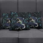 New Zealand Huia Bird Pillow Cover Paua Shell Maori Pattern