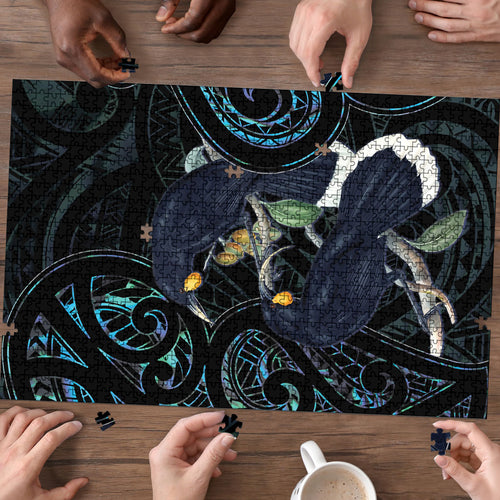 New Zealand Huia Bird Puzzle Paua Shell Maori Pattern