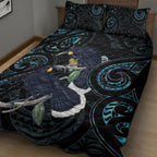 New Zealand Huia Bird Quilt Bed Set Paua Shell Maori Pattern